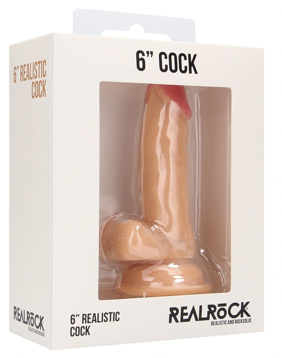 Телесный фаллоимитатор Realistic Cock 6  With Scrotum - 15 см.